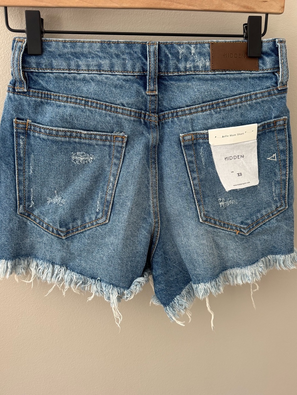 Hidden Blue Frayed Hem Denim Shorts